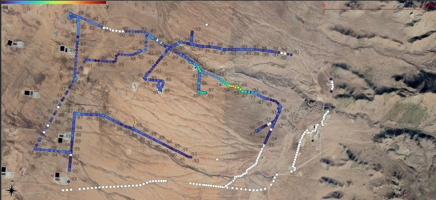 Map with a line overlaid on it